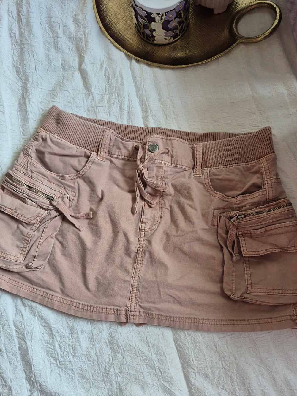 American Eagle Stretch Cargo Mini Skort Buff